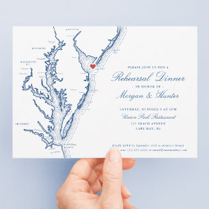 Cape May NJ Elegant Wedding Rehearsal Dinner Invitation