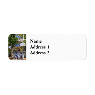 Cape May NJ – Man Walking His Goldendoodle Label