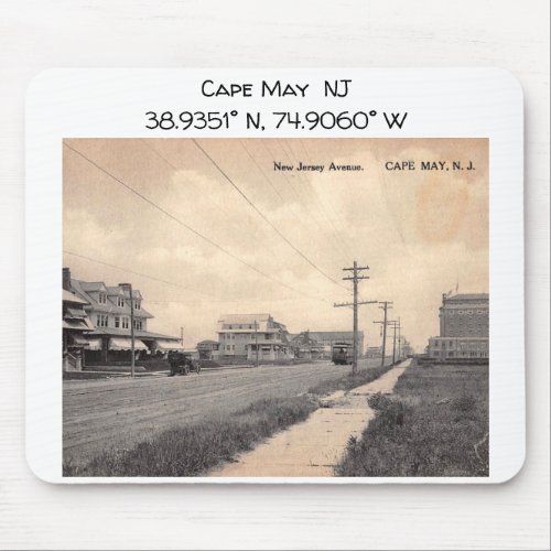 Cape May NJ Map Coordinates Vintage Style Mouse Pad
