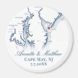 Cape May NJ Map Wedding Favor Keepsake Magnet