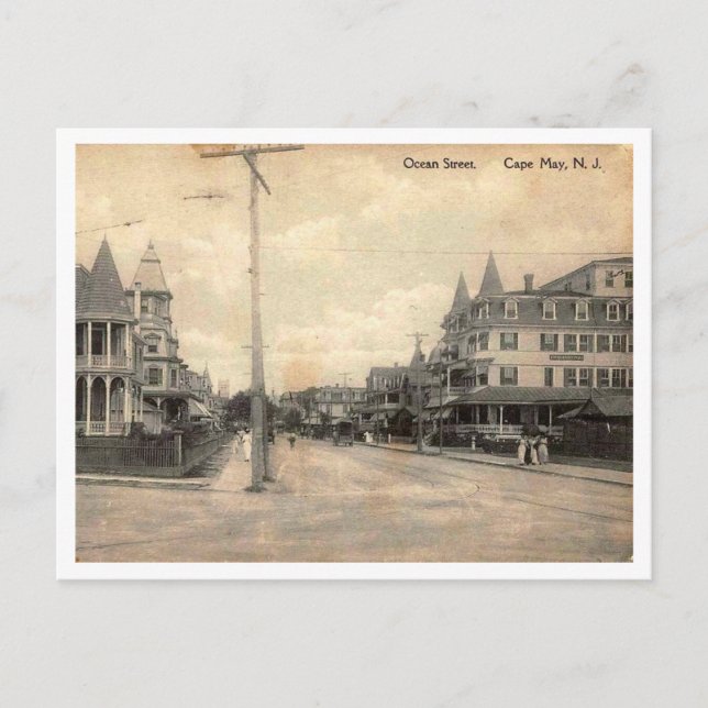 Cape May NJ, Ocean Street, c1910 Vintage Postcard (Front)