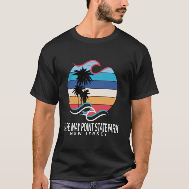 Cape May Point State Park New Jersey Beach Surfing T-Shirt (Front)