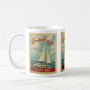 Cape May Sailboat Vintage Travel New Jersey Coffee Mug