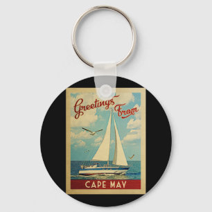 Cape May Sailboat Vintage Travel New Jersey Keychain