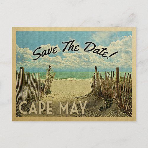 Cape May Save The Date Vintage Beach Nautical Announcement Postcard