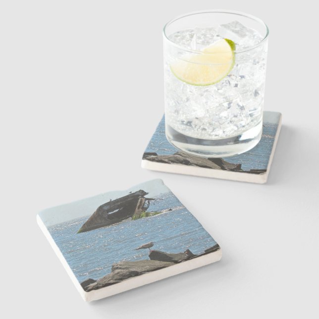 Cape May Shipwreck Stone Coaster (Side)