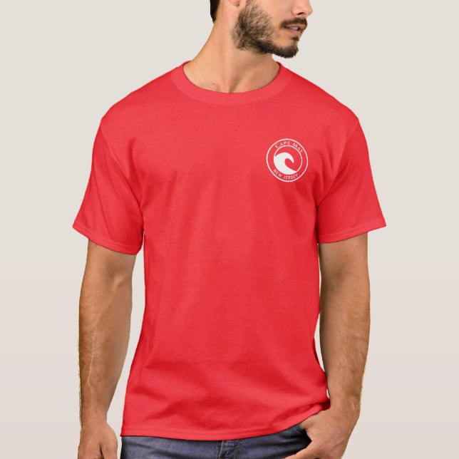 Cape May White Ocean Wave Circle Design T-Shirt (Front)