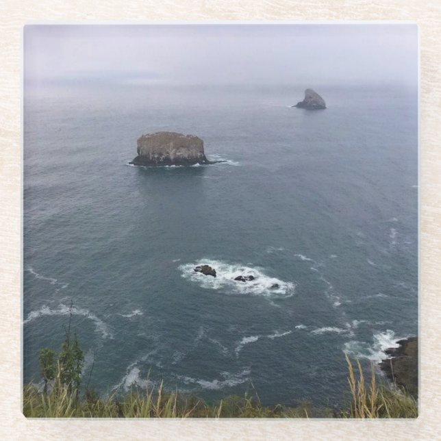 Cape Meares, Oregon Coast Glass Coaster (Front)