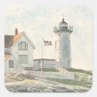 Cape Neddick Light Square Sticker