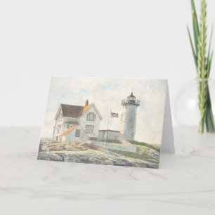 Cape Neddick Lighthouse Watercolor Thank You Card