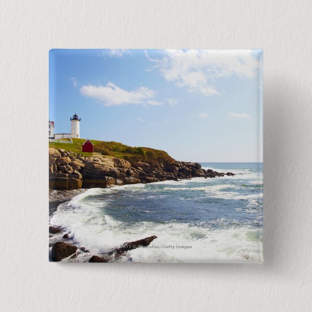 Cape Neddick 'Nubble' Lighthouse in Maine Pinback Button (Front)
