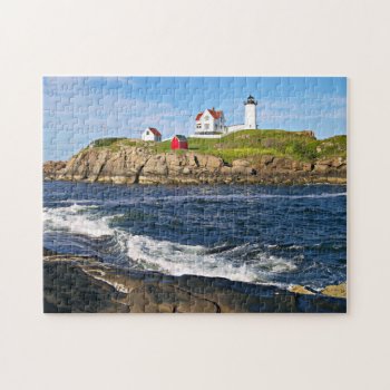 Cape Neddick "the Nubble" Lighthouse  York Maine Jigsaw Puzzle by LighthouseGuy at Zazzle