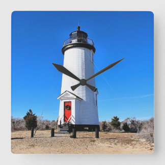 Cape Poge Lighthouse, Massachusetts Chappaquiddick Square Wall Clock