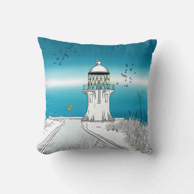 Cape Reinga Lighthouse New Zealand Throw Pillow (Front)