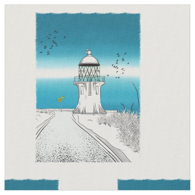 Cape Reinga Lighthouse Northland NZ Fabric (Close Up)