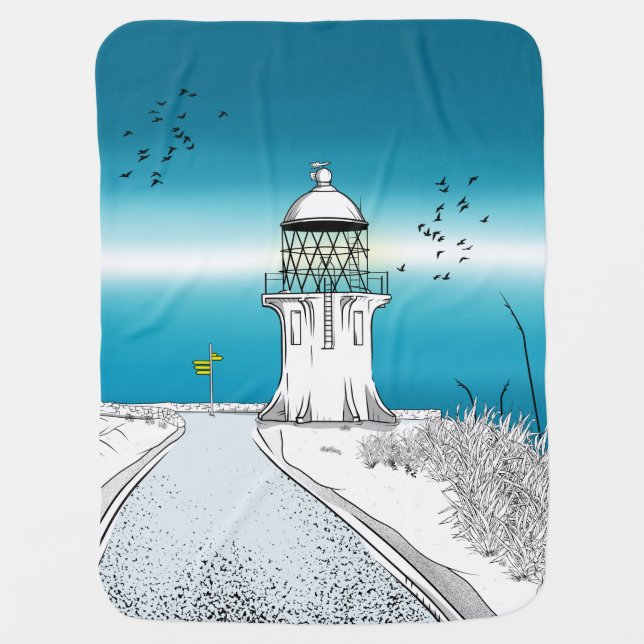 Cape Reinga Lighthouse NZ Baby Blanket (Front)