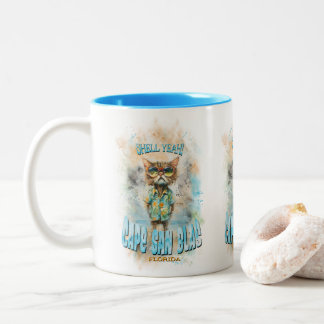 Cape San Blas Florida Beach Cat Two-Tone Coffee Mug