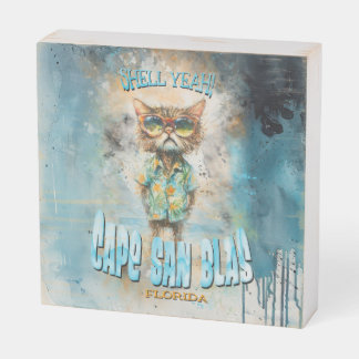 Cape San Blas Florida Beach Cat Wooden Box Sign