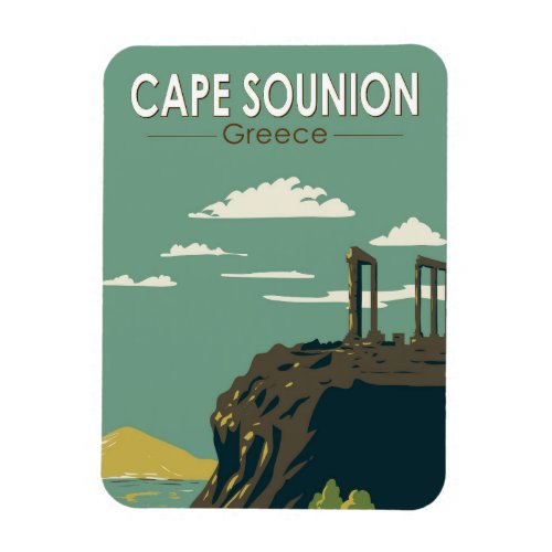 Cape Sounion Greece Travel Art Vintage Magnet