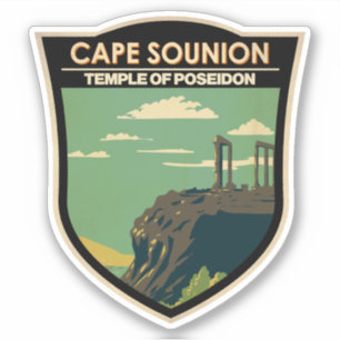 Cape Sounion Greece Travel Art Vintage Sticker