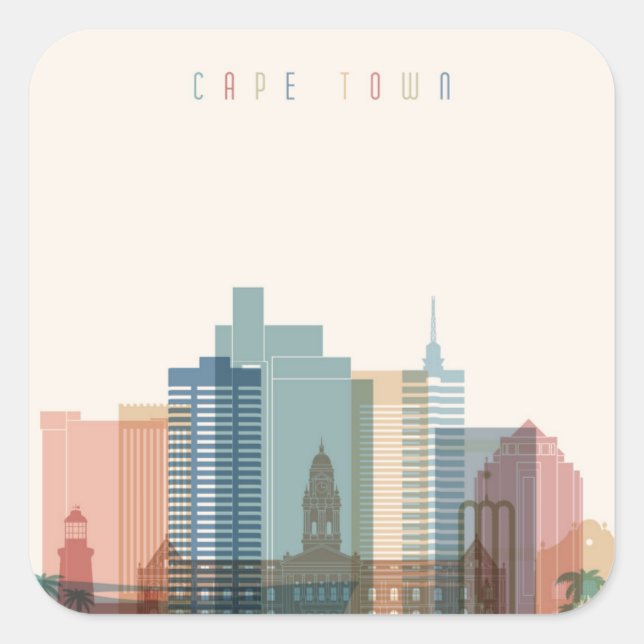 Cape Town, Africa | City Skyline Square Sticker (Front)