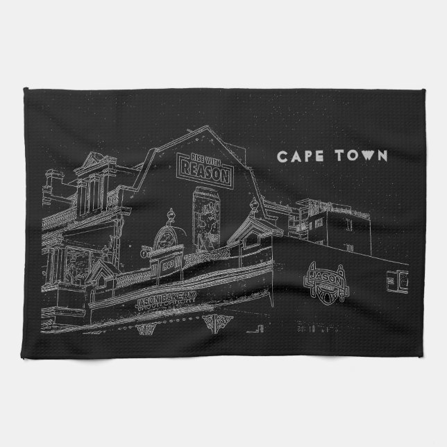 Cape Town Architecture Bakery Building Sketch Kitchen Towel (Horizontal)