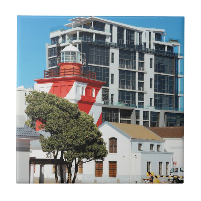 Cape Town Cityscape Lighthouse Ceramic Tile (Front)