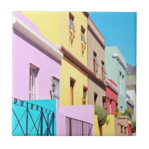 Cape Town Colorful Houses Bo Kaap Street Ceramic Tile