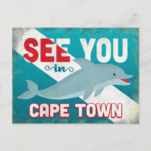 Cape Town Dolphin _ Retro Vintage Travel Postcard