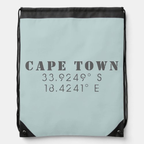 Cape Town Latitude Longitude Drawstring Bag