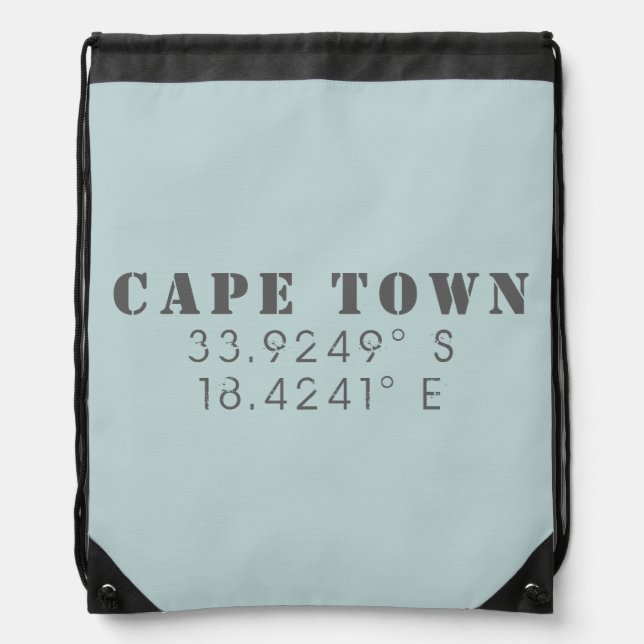 Cape Town Latitude Longitude Drawstring Bag (Front)