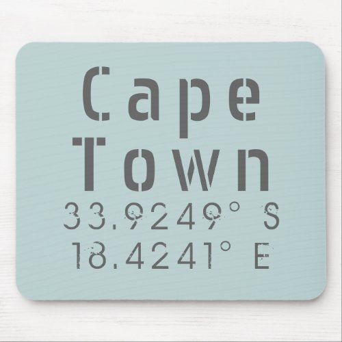 Cape Town Latitude Longitude Mouse Pad