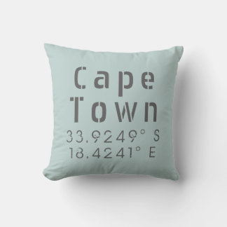 Cape Town Latitude Longitude Throw Pillow