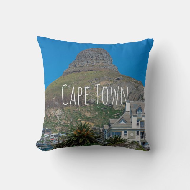 Cape Town Lion's Head Cityscape Architecture Throw Pillow (Front)