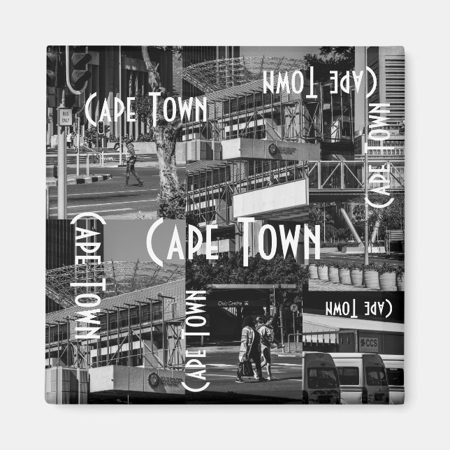 Cape Town Monochrome Cityscape Architecture Magnet (Front)