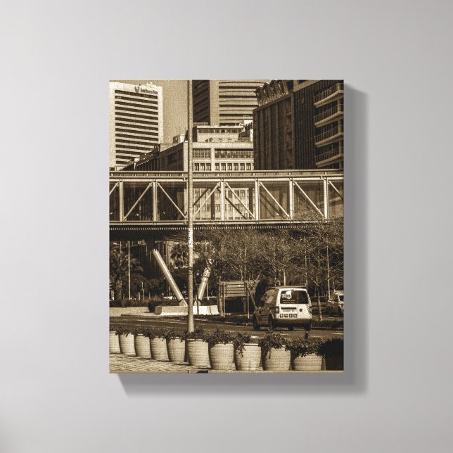 Cape Town Monochrome Cityscape Street Lifestyle Canvas Print (Front)