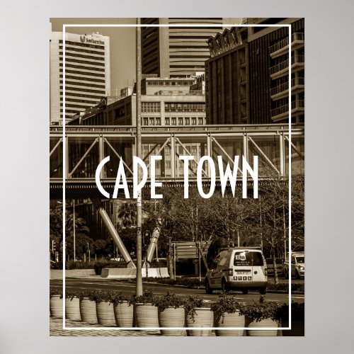 Cape Town Monochrome Cityscape Street Lifestyle Poster
