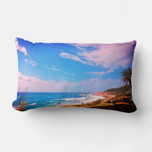 Cape Town Ocean Palm Beach Landscape Throw Pillow (Front)