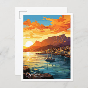 Cape Town South Africa Art Travel Illustration Postcard
