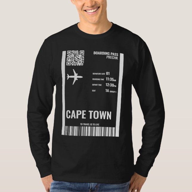 Cape Town South Africa Boarding Pass Airline Ticke T-Shirt (Front)