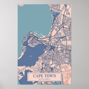 Cape Town South Africa Breezy City Map Travel Poster