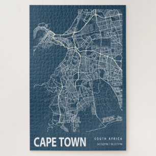 Cape Town South Africa City Map Line Art Jigsaw Puzzle