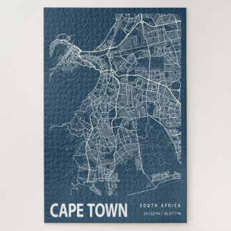 Cape Town South Africa City Map Line Art Jigsaw Puzzle