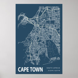 Cape Town South Africa City Map Line Art Poster