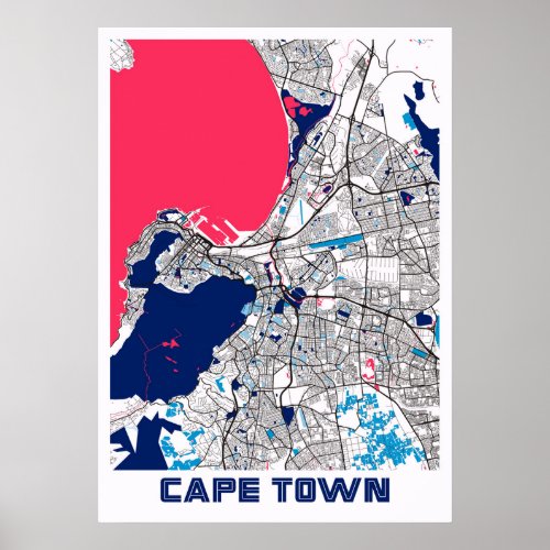 Cape Town _ South Africa MilkTea City Map Poster