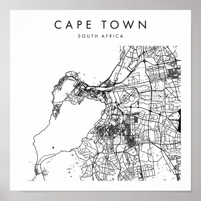 Cape Town South Africa Minimal Modern Street Map Poster (Front)