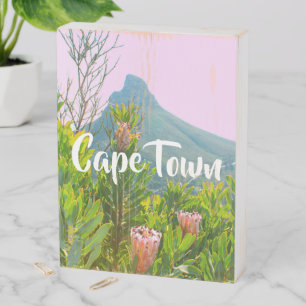 Cape Town South Africa Protea Lion's Head Wooden Box Sign