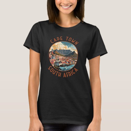 Cape Town South Africa Retro Distressed Circle T_Shirt