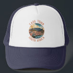 Cape Town South Africa Retro Distressed Circle Trucker Hat<br><div class="desc">Cape Town retro vector travel design. Cape Town is a port city on South Africa’s southwest coast,  on a peninsula beneath the imposing Table Mountain.</div>