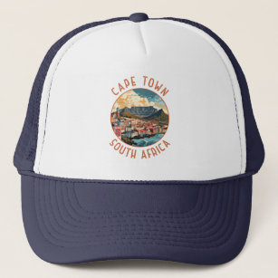 Cape Town South Africa Retro Distressed Circle Trucker Hat
